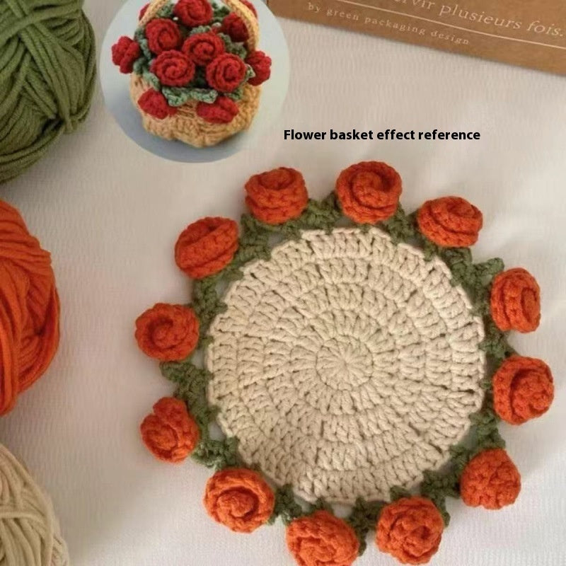 Rose Coaster Crochet Diy Material Package
