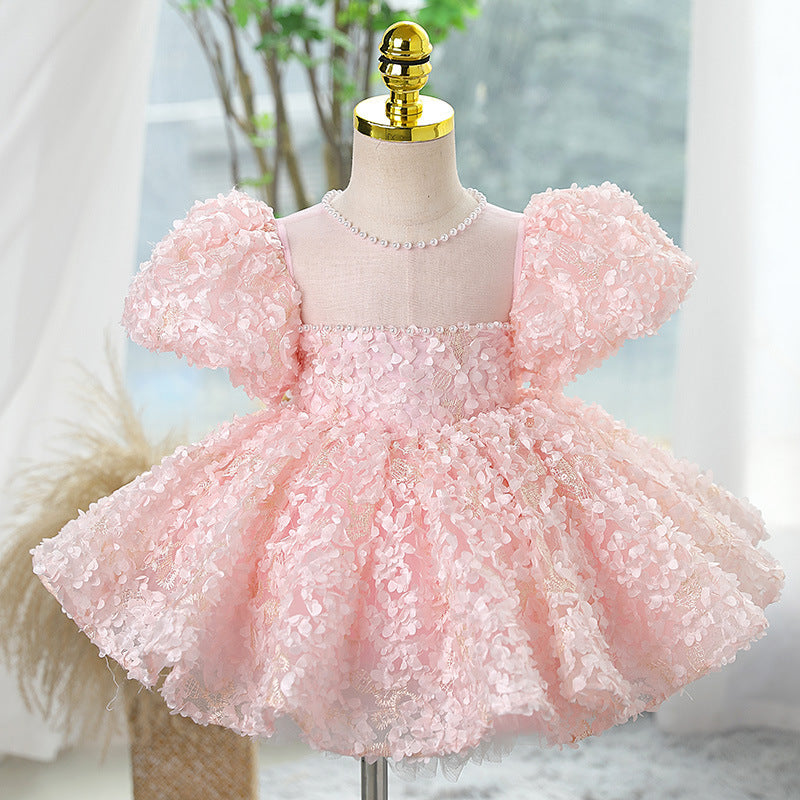 New Children's Princess Dress Sweet Flower Girl Tulle Tutu Little Girl Birthday Costume
