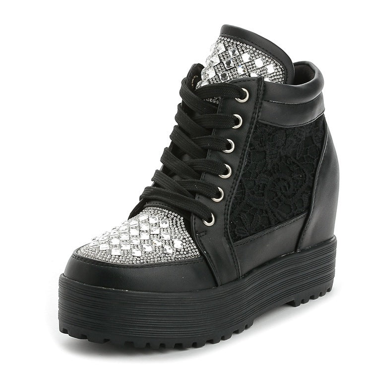 Lace Women's 8cm Mesh High-top Breathable Casual Shoes