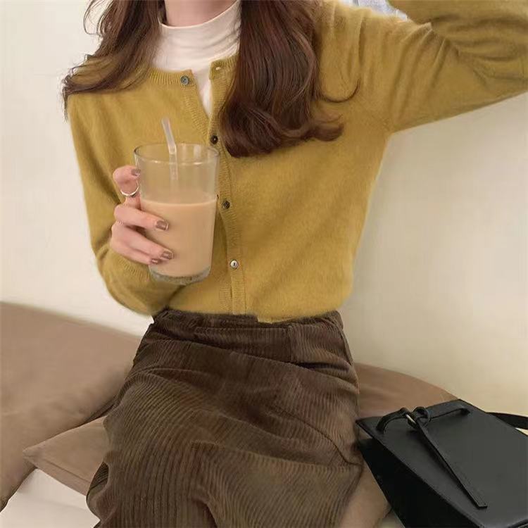 Fashion Round Neck Knitted Cardigan Loose-fitting Outerwear Sweater Coat