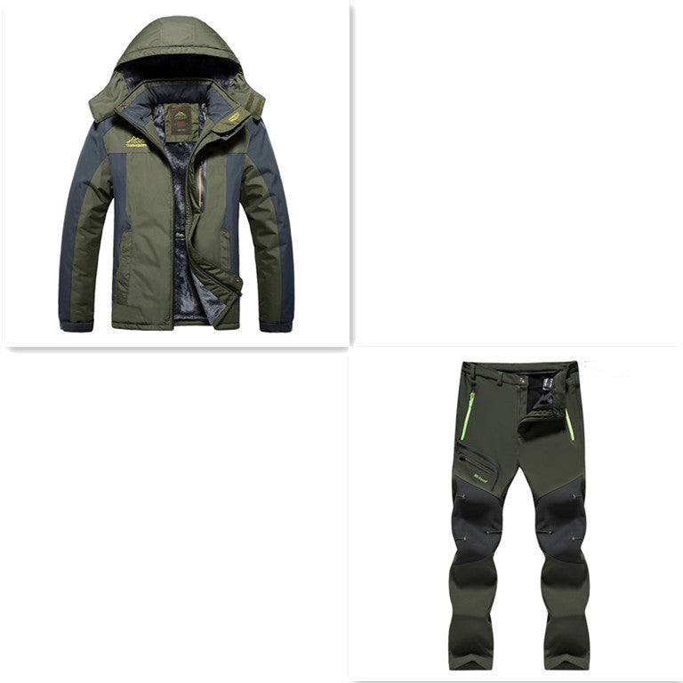 Fleece Padded Hooded Windproof Mountaineering Suit
