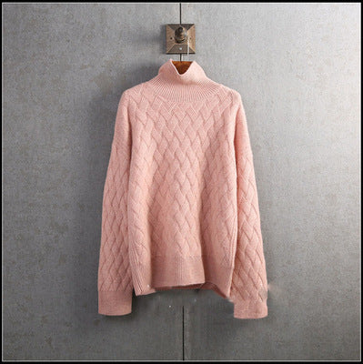 Women's padded pullover sweater wool loose knit