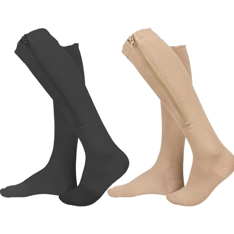 Simple Solid Color Bag Toe Zipper Pressure Socks