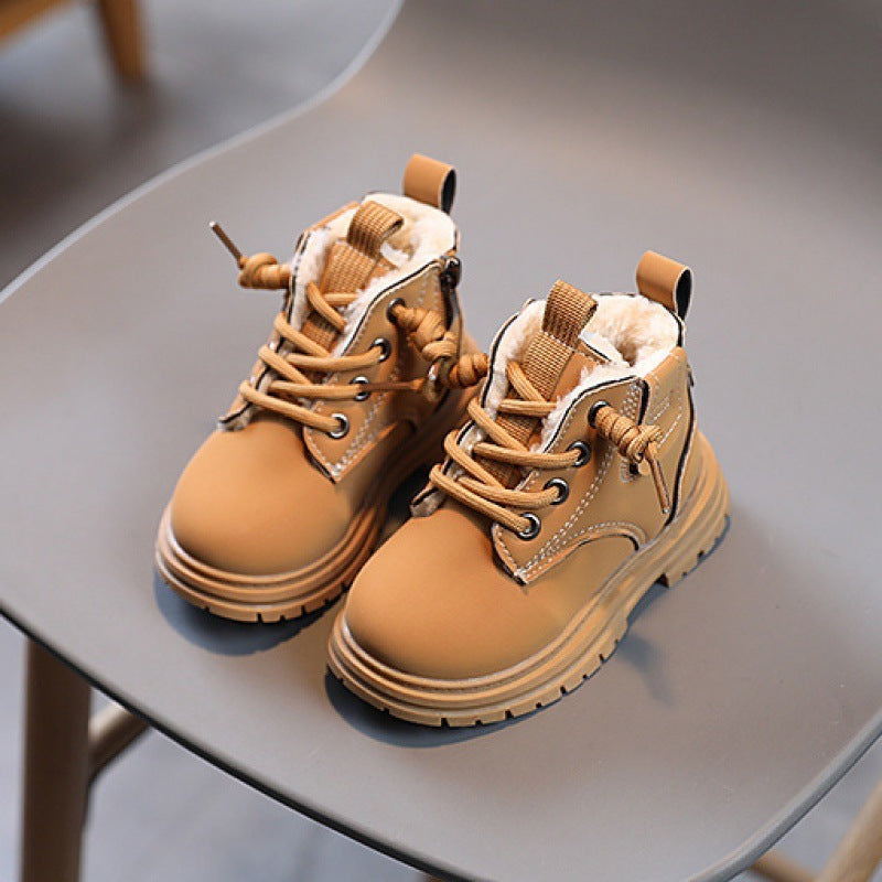 Baby Soft Bottom Short Boots High-top With Velvet Thickening Thermal Cotton Shoes