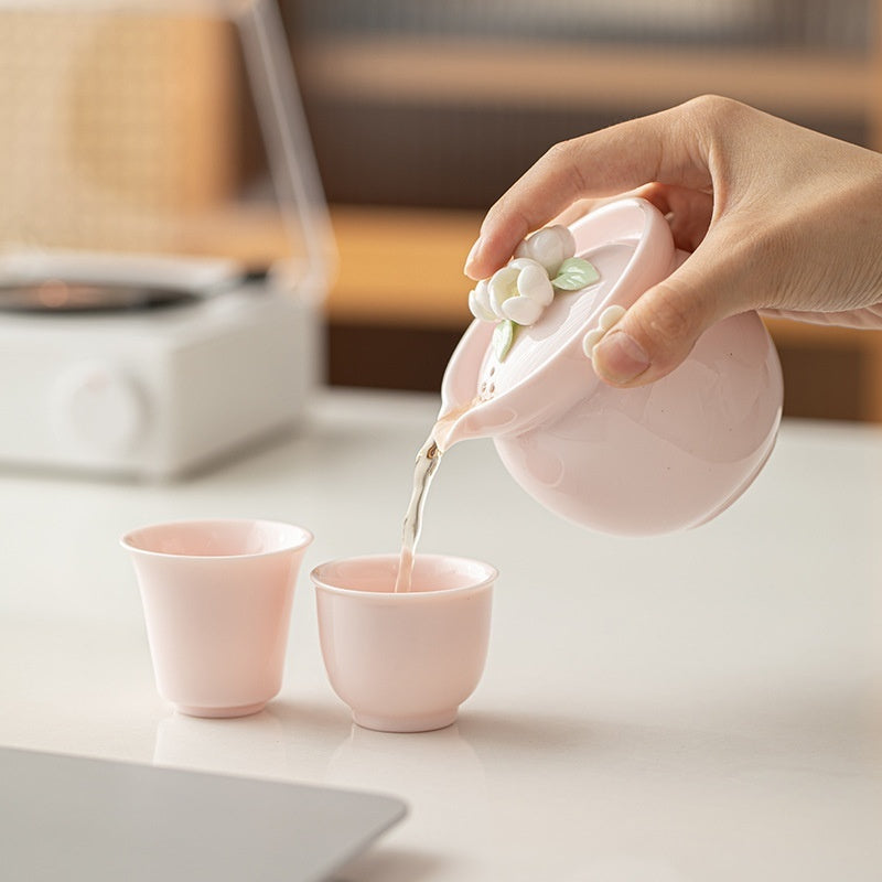 Travel Tea Set Quick Cup One Pot Two Cups Portable