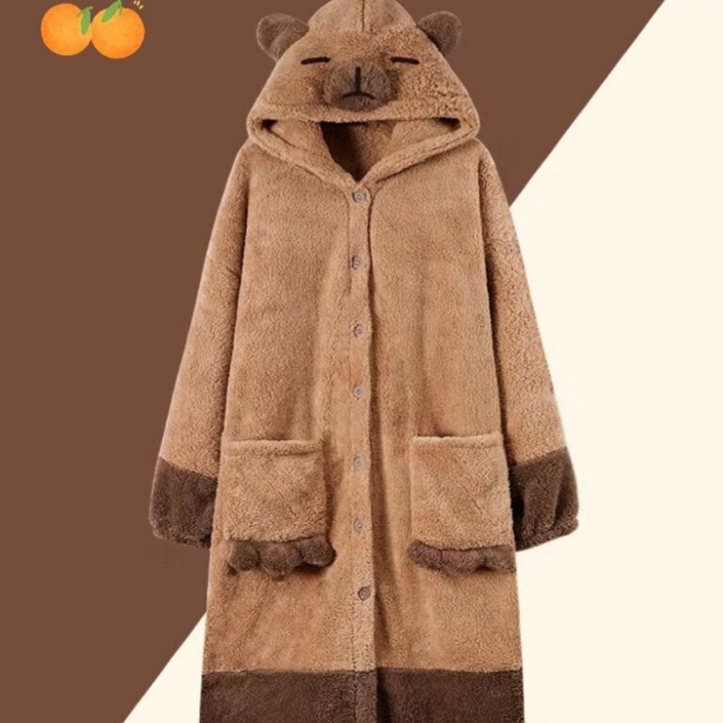 Capribala Dolphin Door Coral Fleece Thickened One-piece Pajamas Trousers Suit