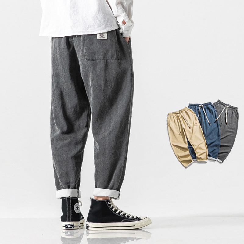 Japanese-style Retro Fleece Padded Jeans Male Plus Size