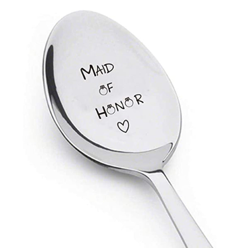 Valentine's Day Gift Engraved Stainless Steel Long-handled Spoon