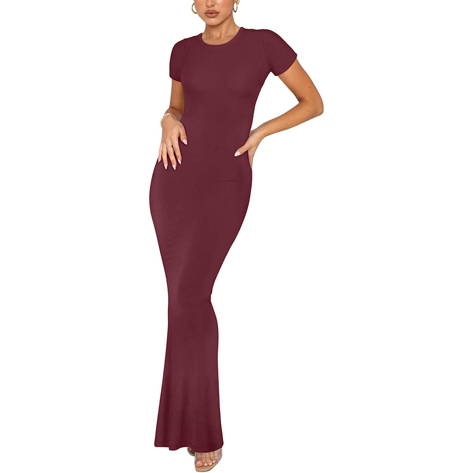 Women's Elegant Slim-fit Short-sleeved Round Neck Dress