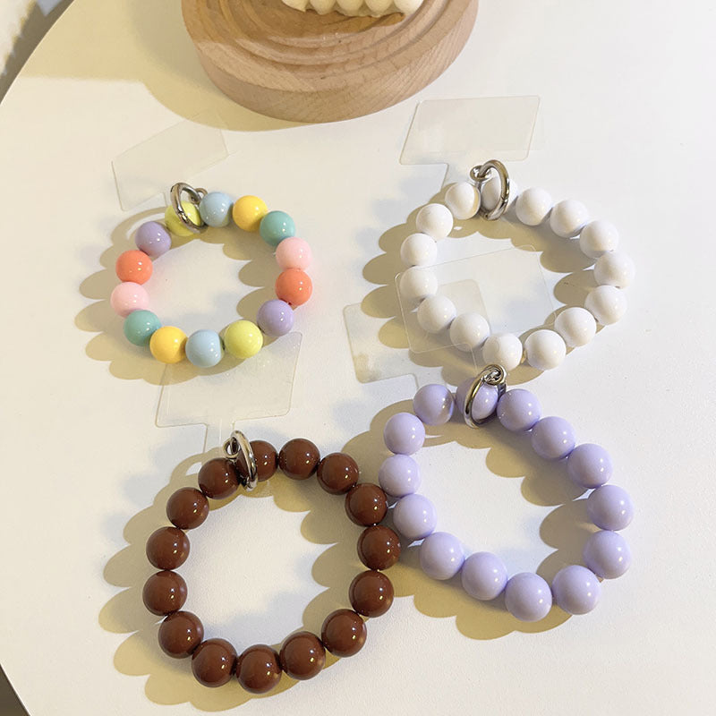 Internet Celebrity Ins Solid Color Bead Wrist Lanyard Universal Phone Case Camera Key Chain