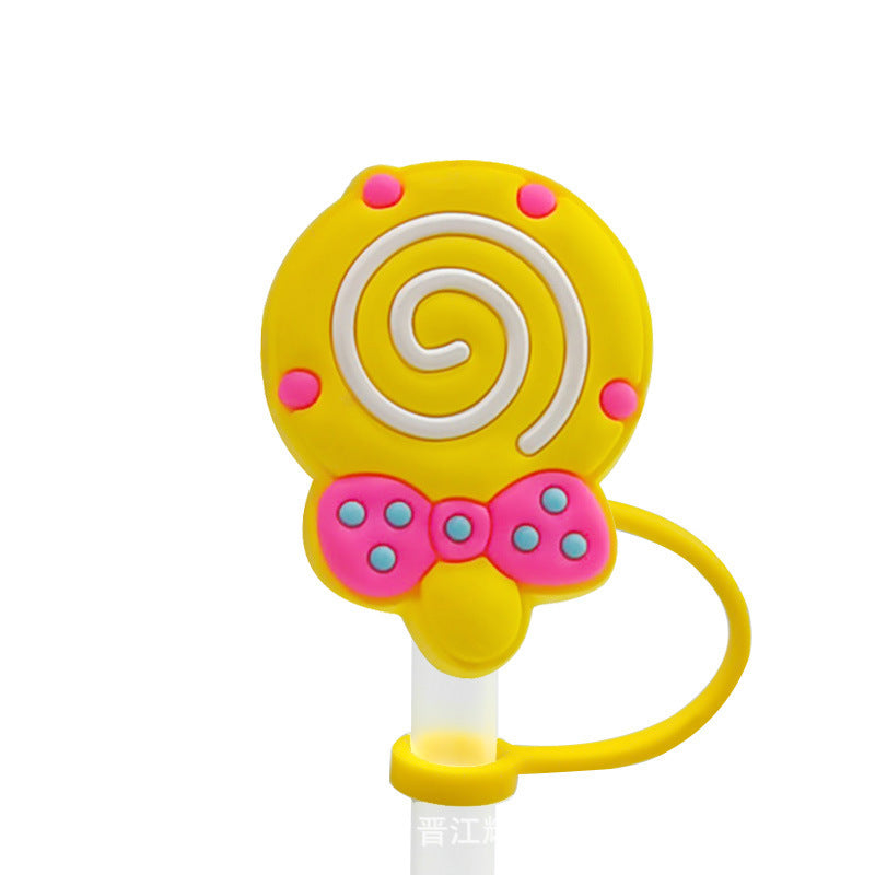 Straw Mouthpiece Silicone Dust Plug Decorative Buckle Clip Personalized Letter Label