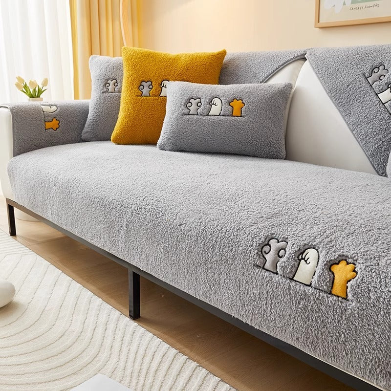 Non-slip Thick Lambskin Sofa Cushion