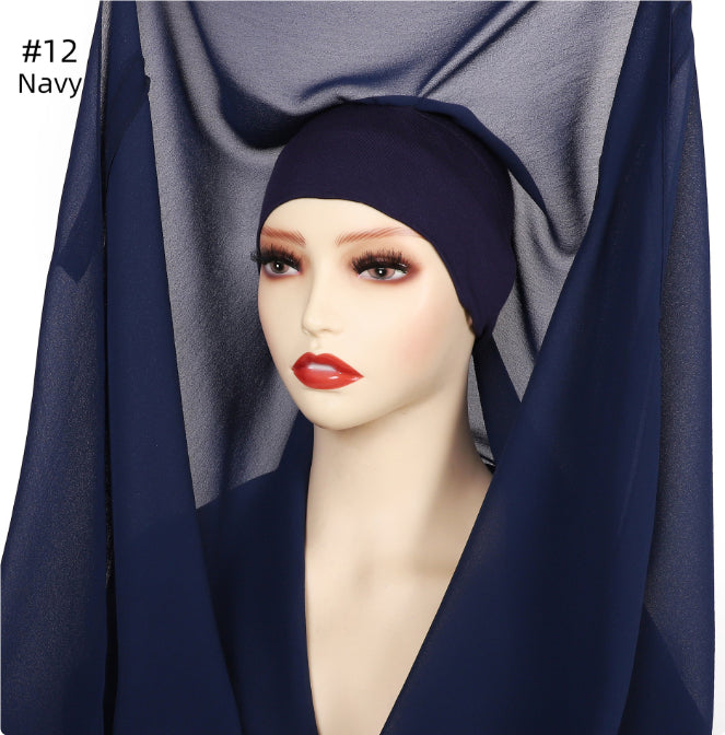 Pure Color Pearl Chiffon Scarf Plus The Same Color