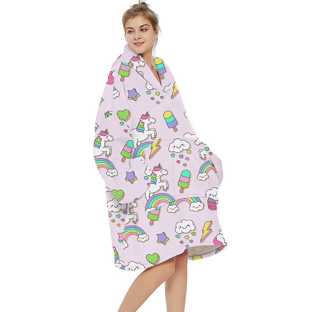 Printed warm layabout blanket hoodie