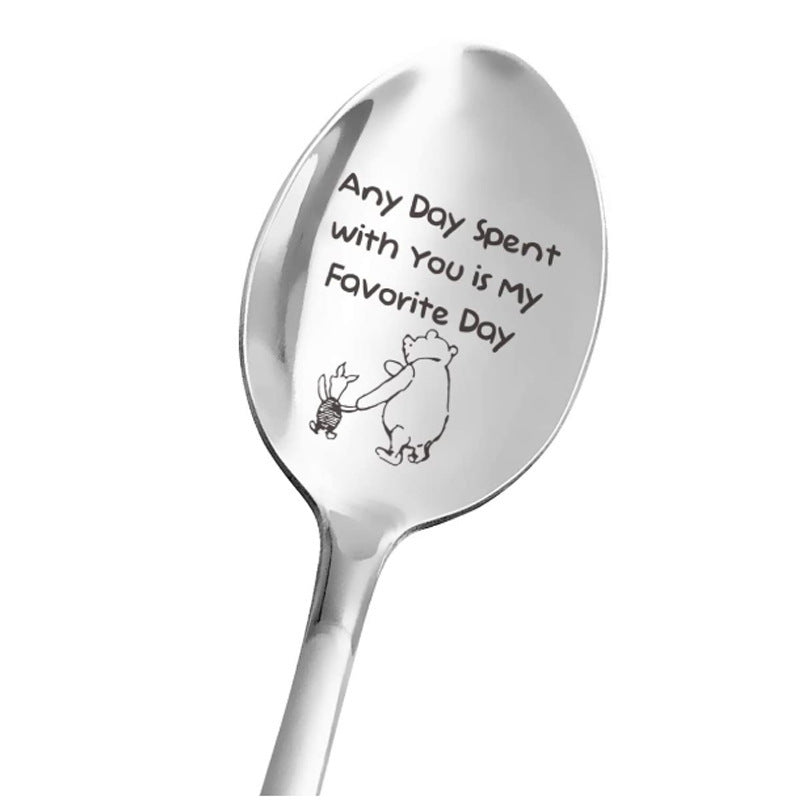 Valentine's Day Gift Engraved Stainless Steel Long-handled Spoon
