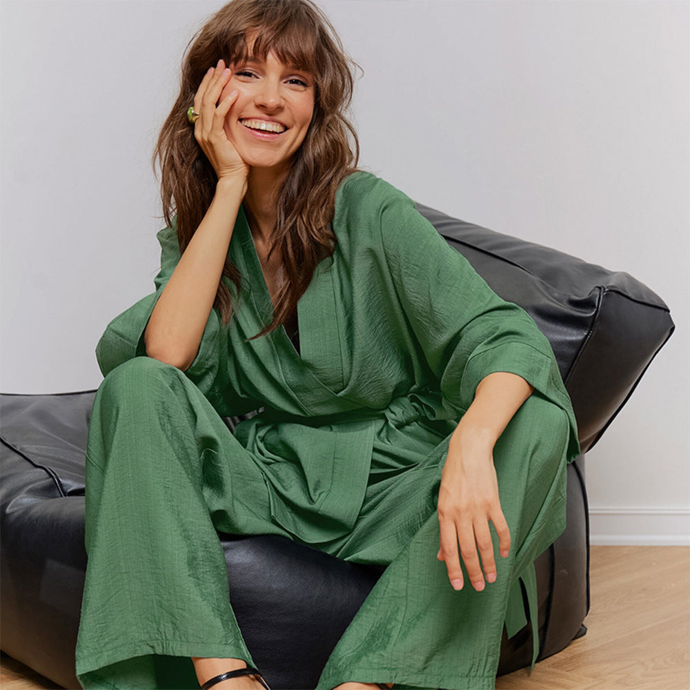 Elastic Rayon Pajamas Suit European And American