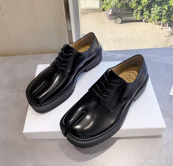 Split-toe Shoes Women's Lace Up Casual Leather Shoes