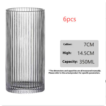 Single-layer Style Simple Striped Glass Cup