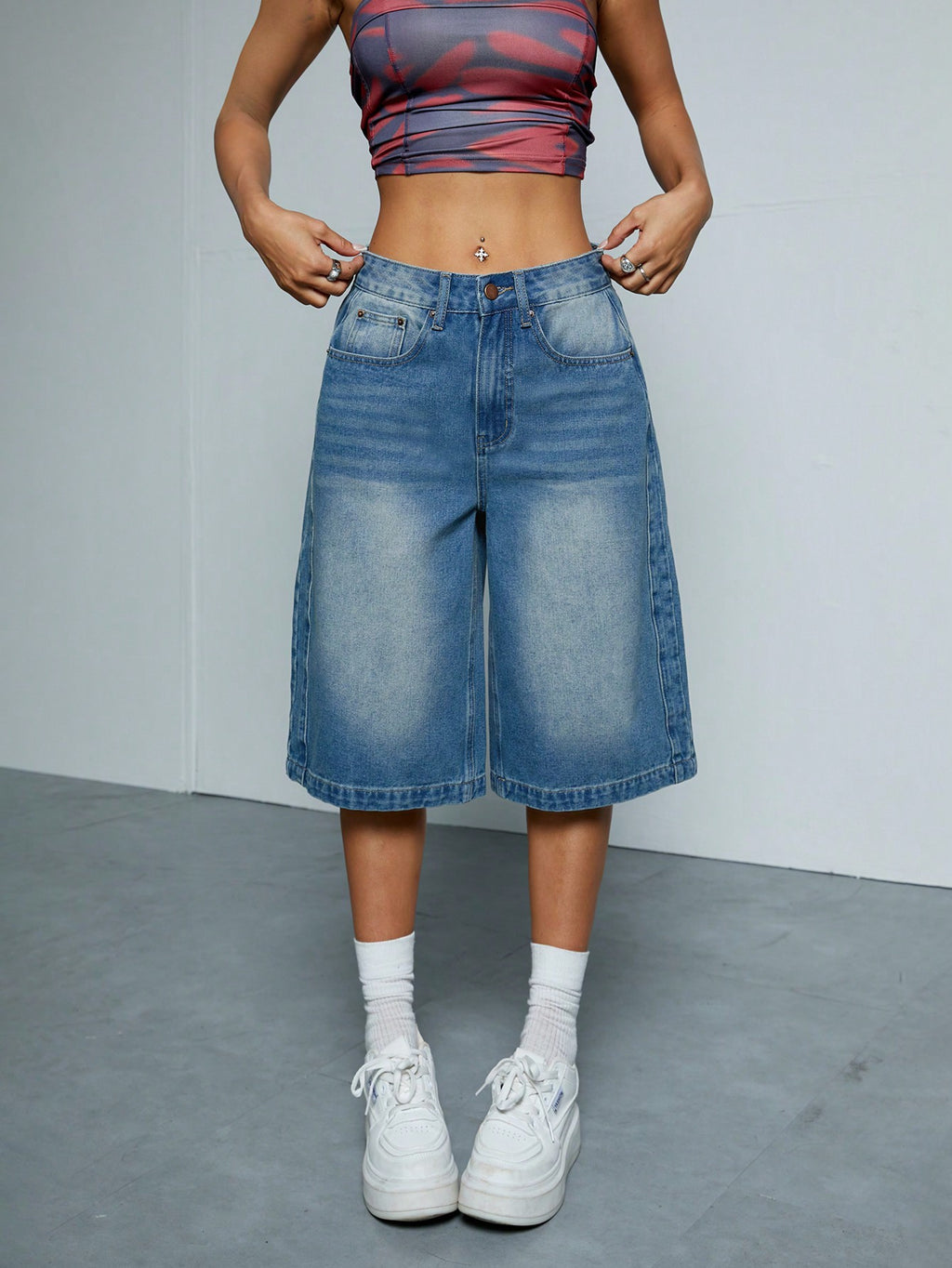 Straight-leg Denim Loose All-matching Wide Leg Shorts