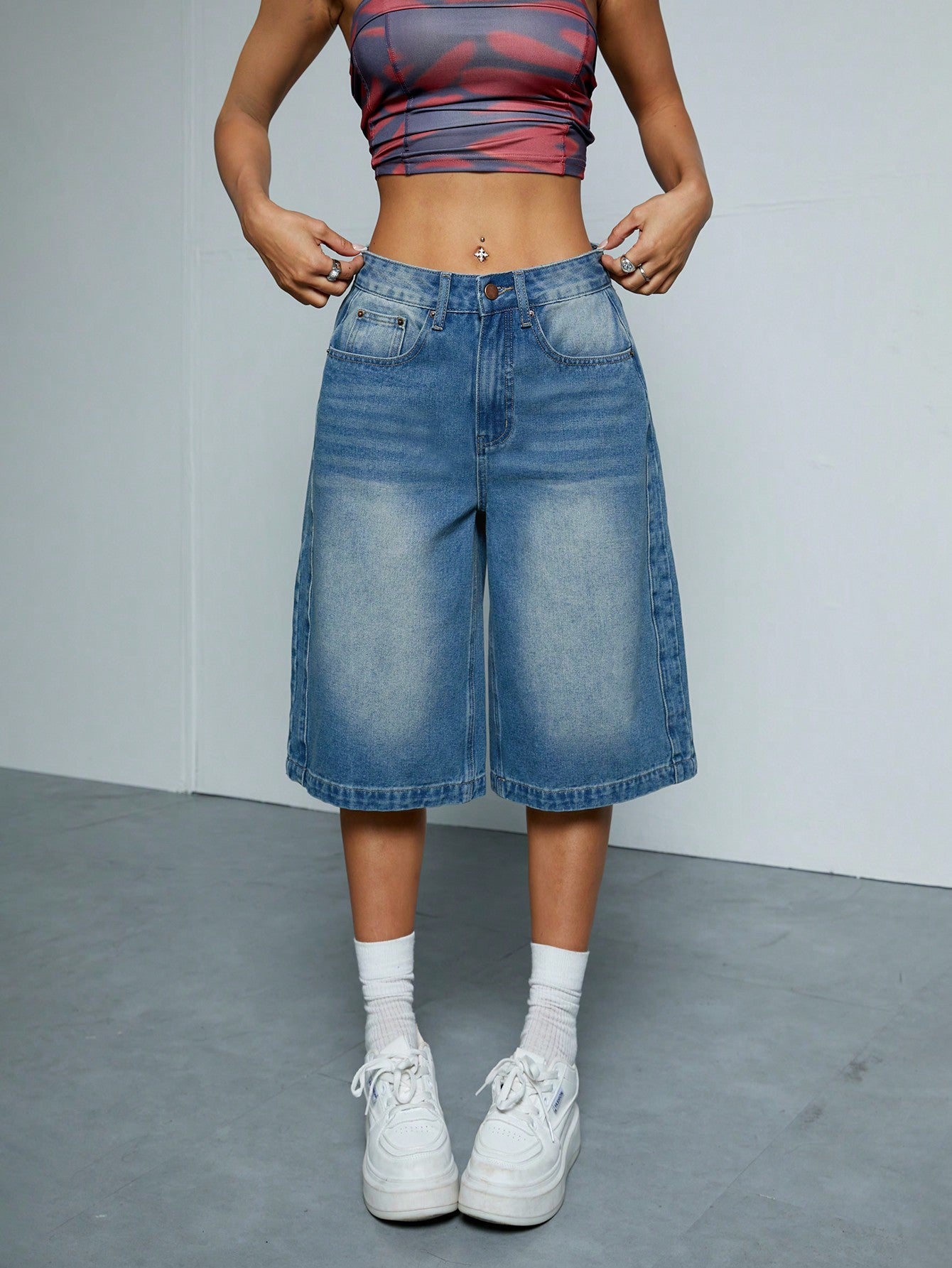 Straight-leg Denim Loose All-matching Wide Leg Shorts