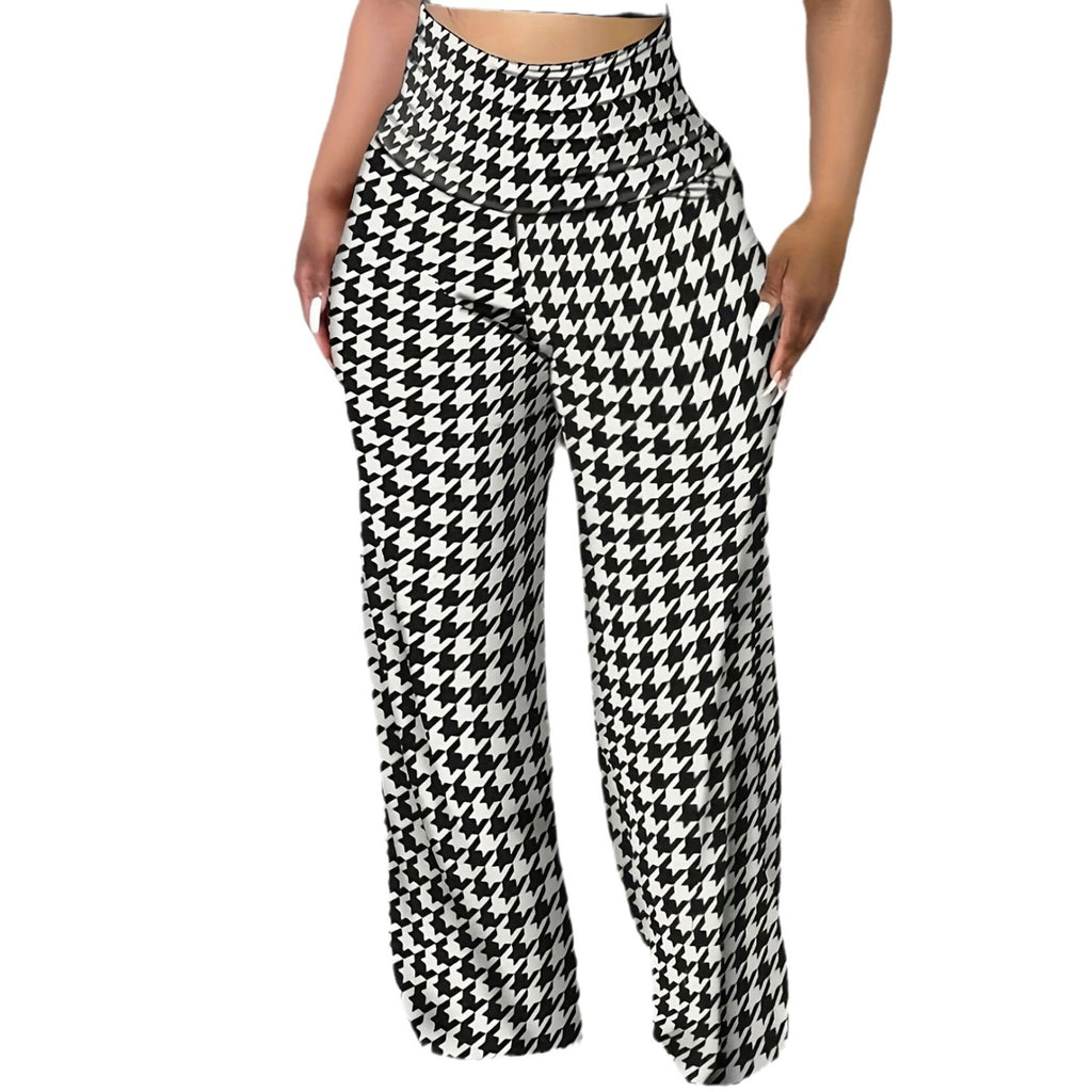 Plus Size Code High Waist Tight Straight-leg Pants