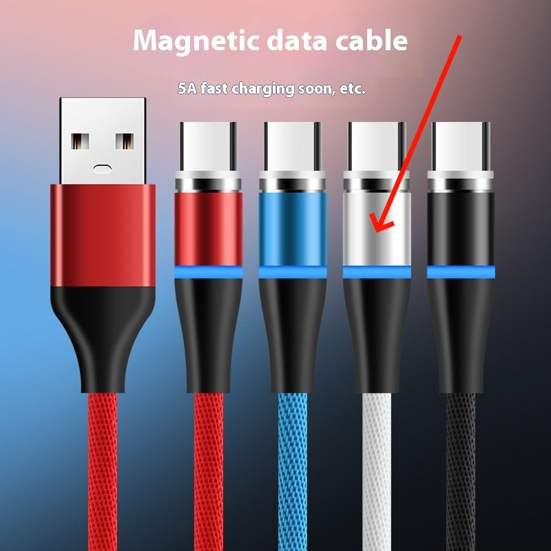 Magnetic Fast Charging Woven Illuminating Data Cable