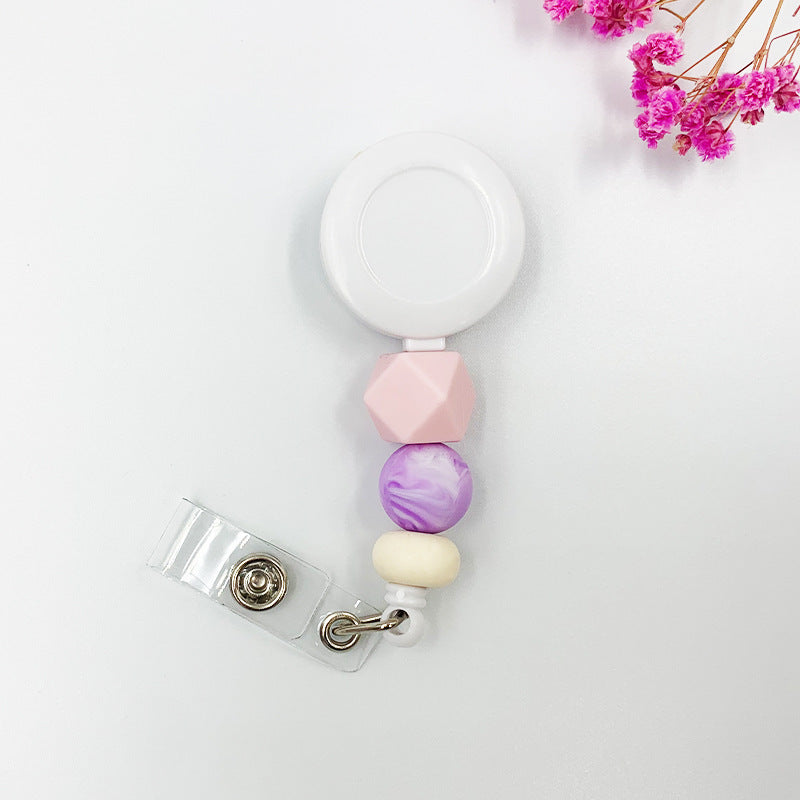 Badge Student ID Card Badge Silicone Bead Keychain