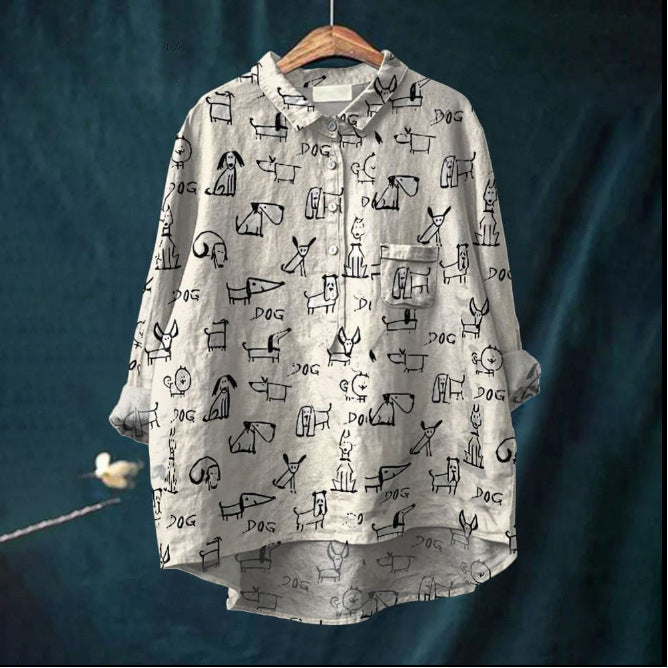 Casual Long Sleeve Shirt Animal Print Hawaiian Long Sleeve