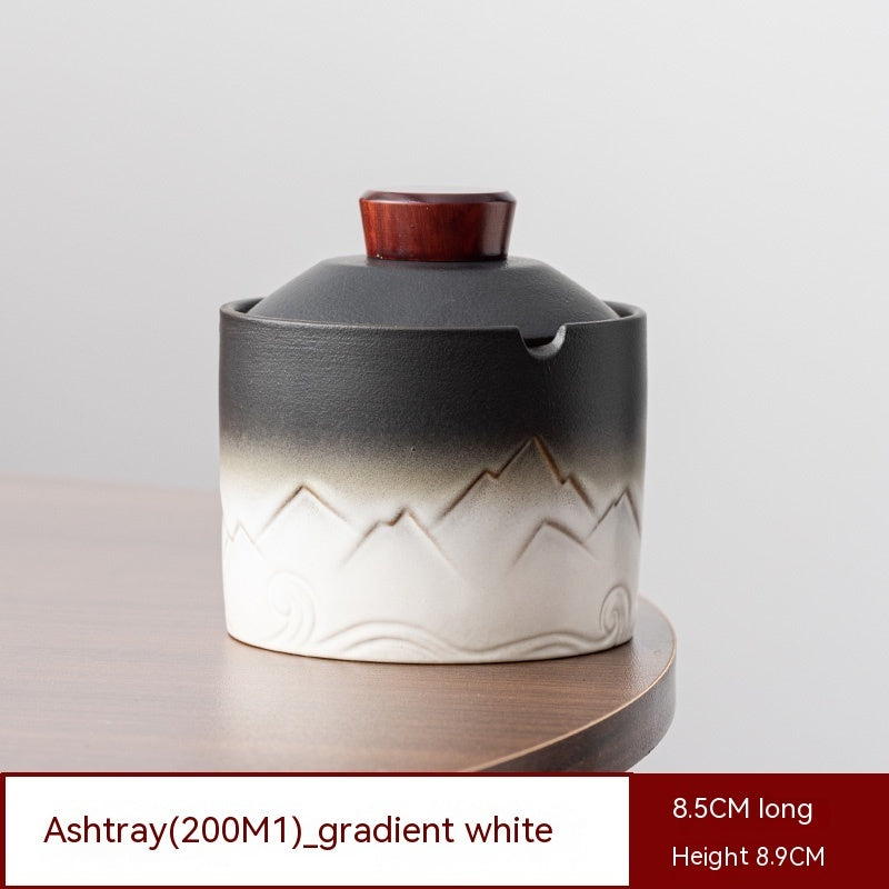 Household Prevent Fly Ash Ceramic Ashtray With Lid