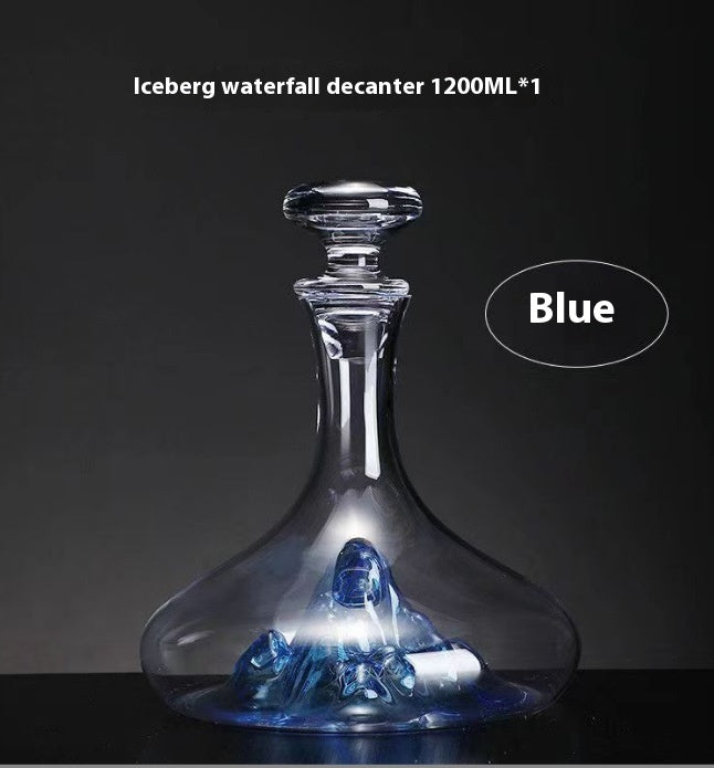Light Luxury Waterfall With Lid Blue Jinshan Waterfall Wine Decanter