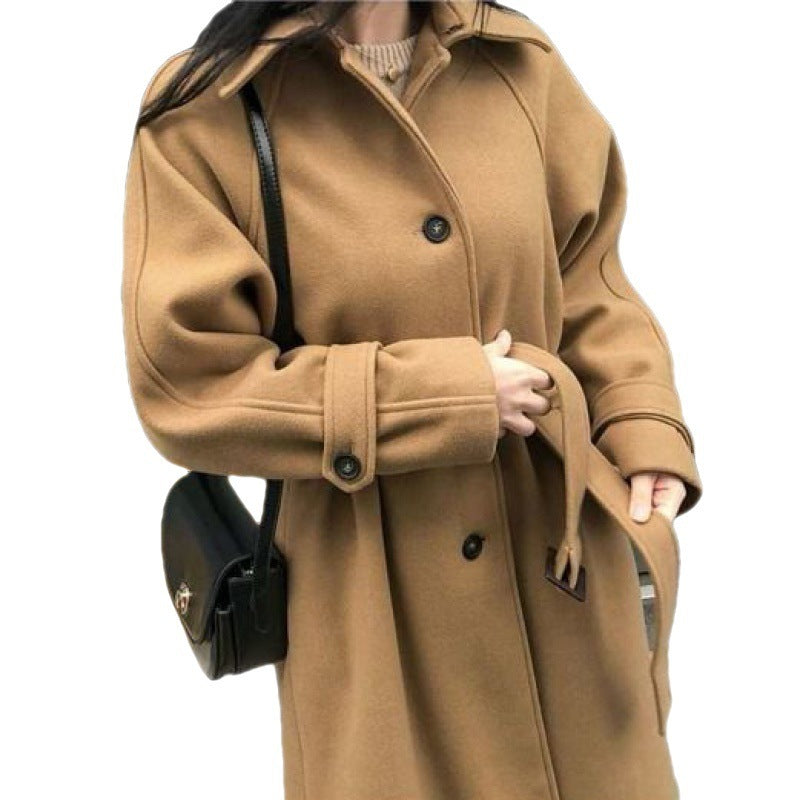 Mid-length Loose Slim Fit Woolen Coat Women's Autumn Woolen Overcoat
