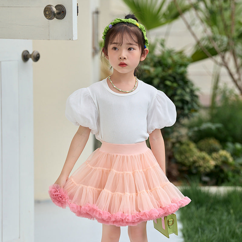 Girl's Tutu Skirt Soft Veil-year-old Princess Pettiskirt