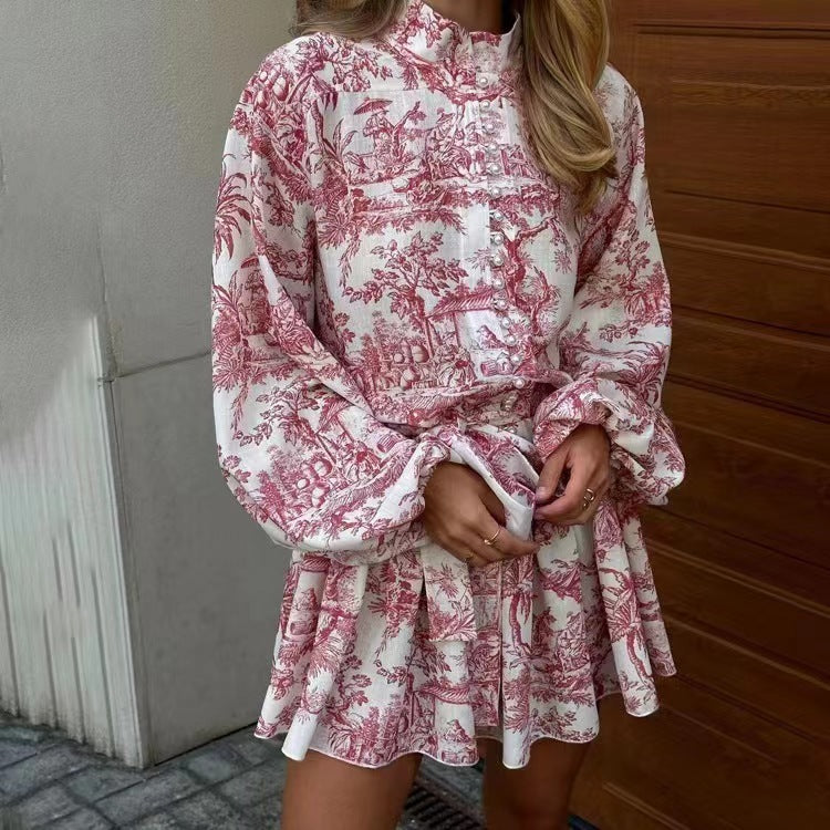 Loose And Elegant Lace Printing Women's Dress