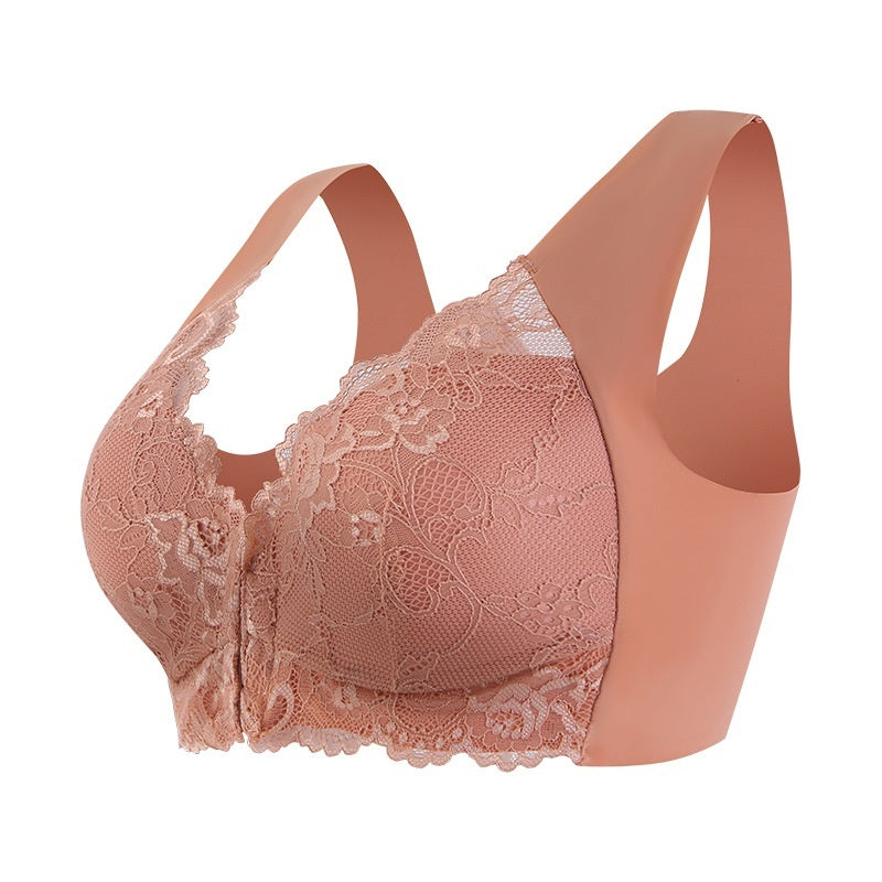 Plus Size Front Buckle Thin Bra Lace Wireless