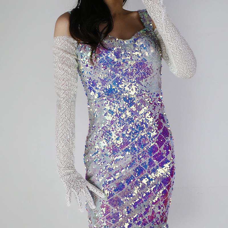 Sequined Sleeve Cover Lace Mesh Specialty