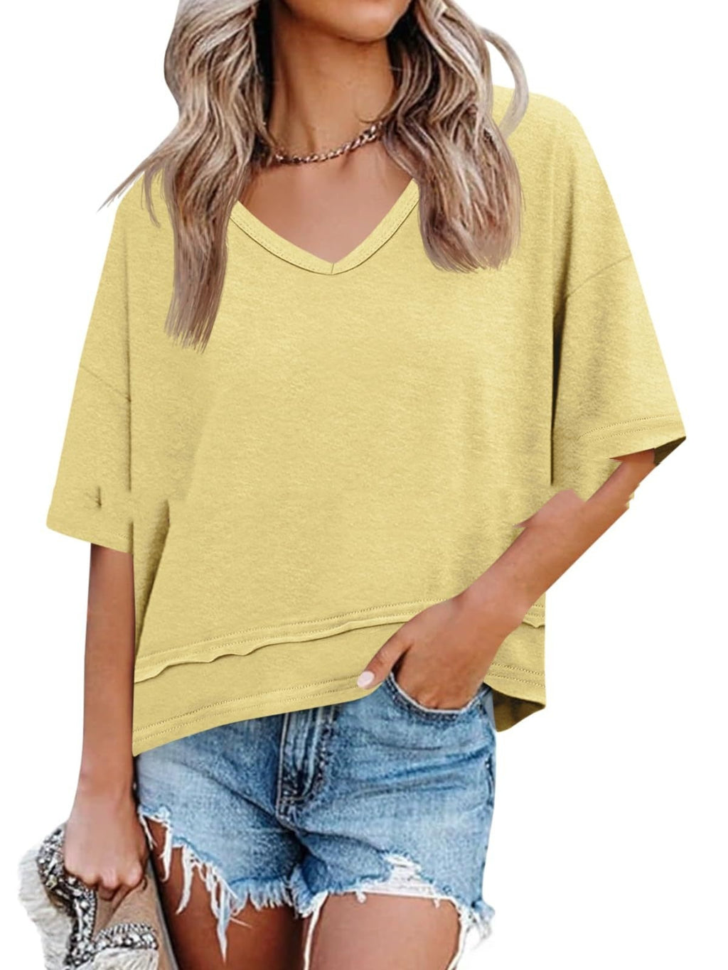 Casual Dignified Sense Of Design Solid Color Short Sleeve
