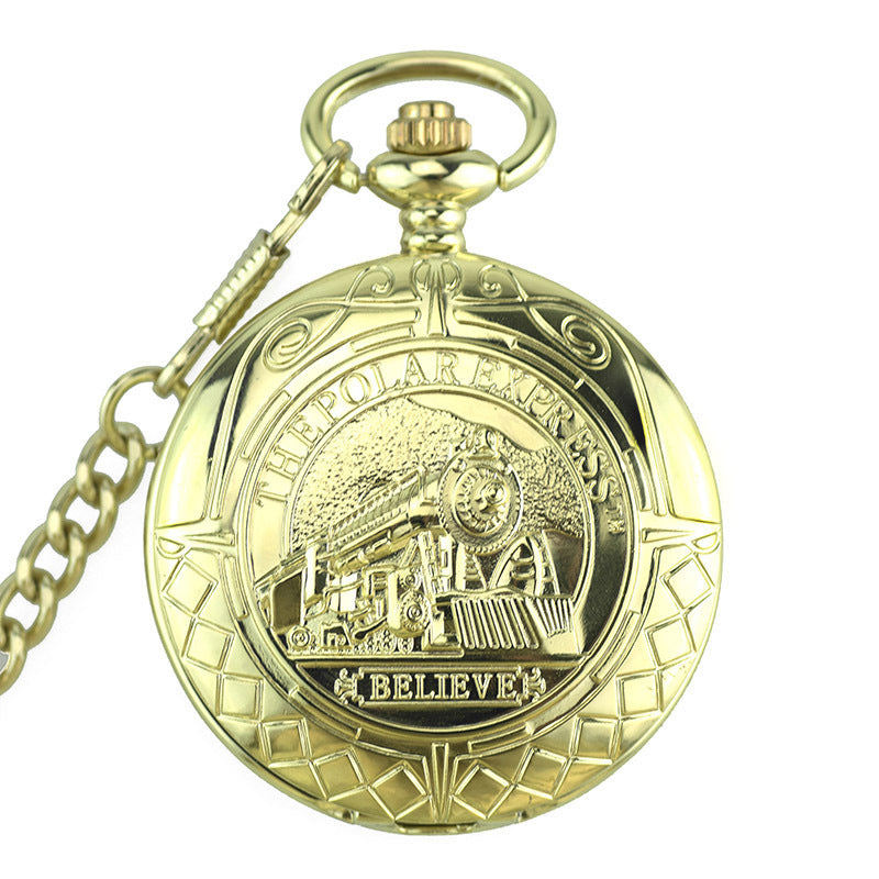Locomotive Flip Mechanical Pocket Watch Hollow Movement Retro Men And Women Student Old Watch