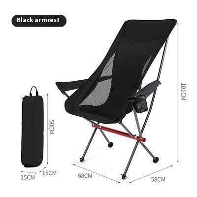 Outdoor Camping Aluminum High Strap Armrest Folding Chair