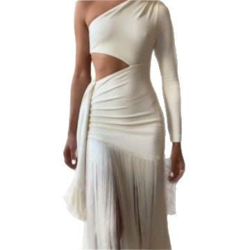 One Shoulder Midriff Outfit Women's Short Casual Fashion Flow Comb Dress