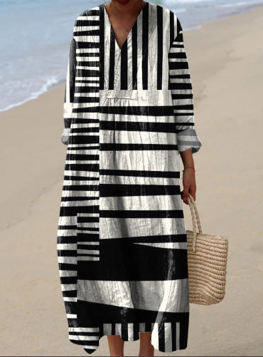 Ladies Fashion Casual Floral 3D Printing Dress