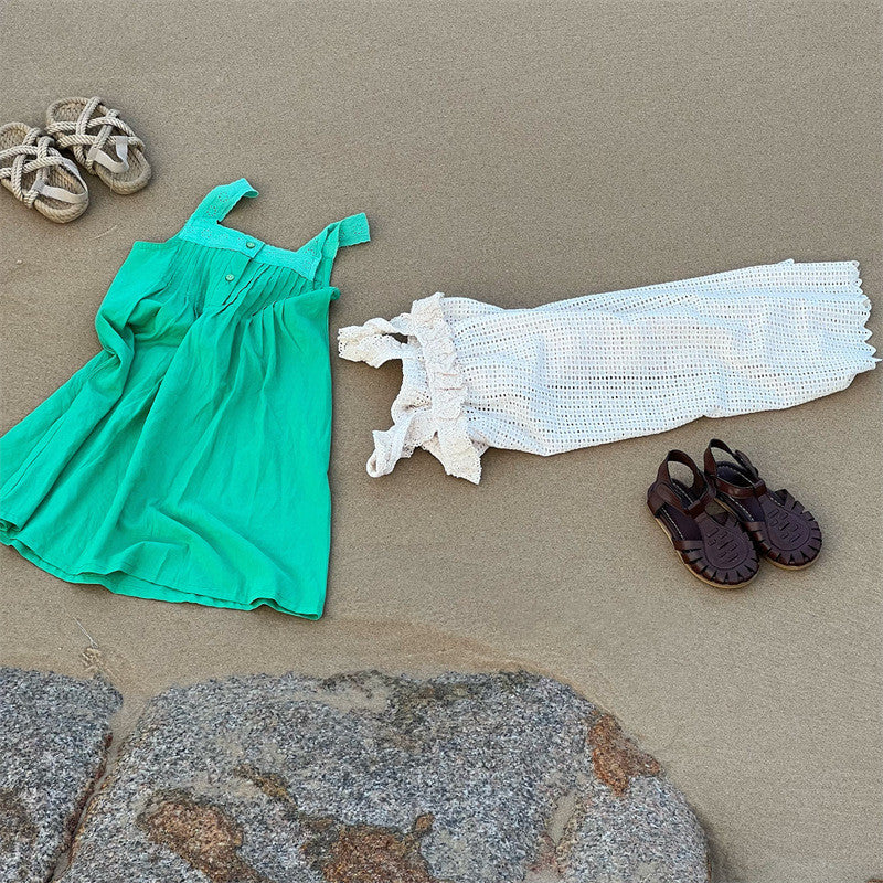 Hollowed Out Lace Suspender Dress