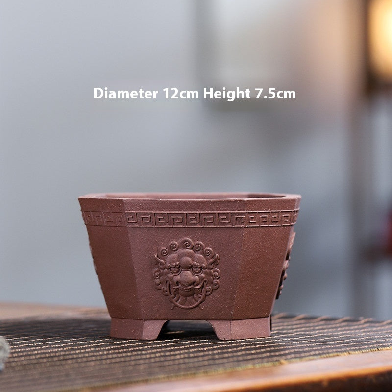 Yixing Purple Sand Small Flower Pot Stoneware Breathable