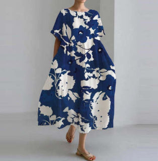 Women's Loose Round Neck Fashion Printed Dress