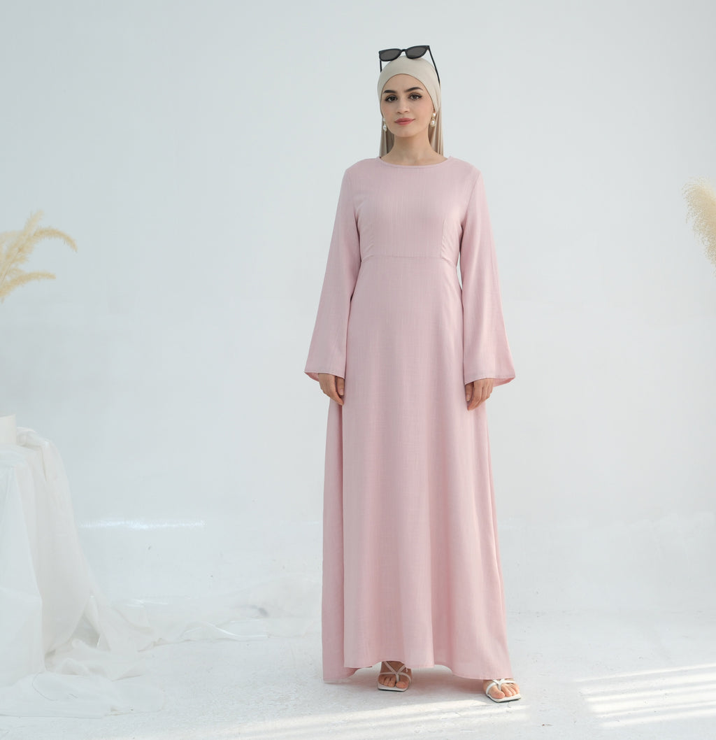 2025Loriya Dubai Turkey Solid Color Cotton Linen Waist Robe