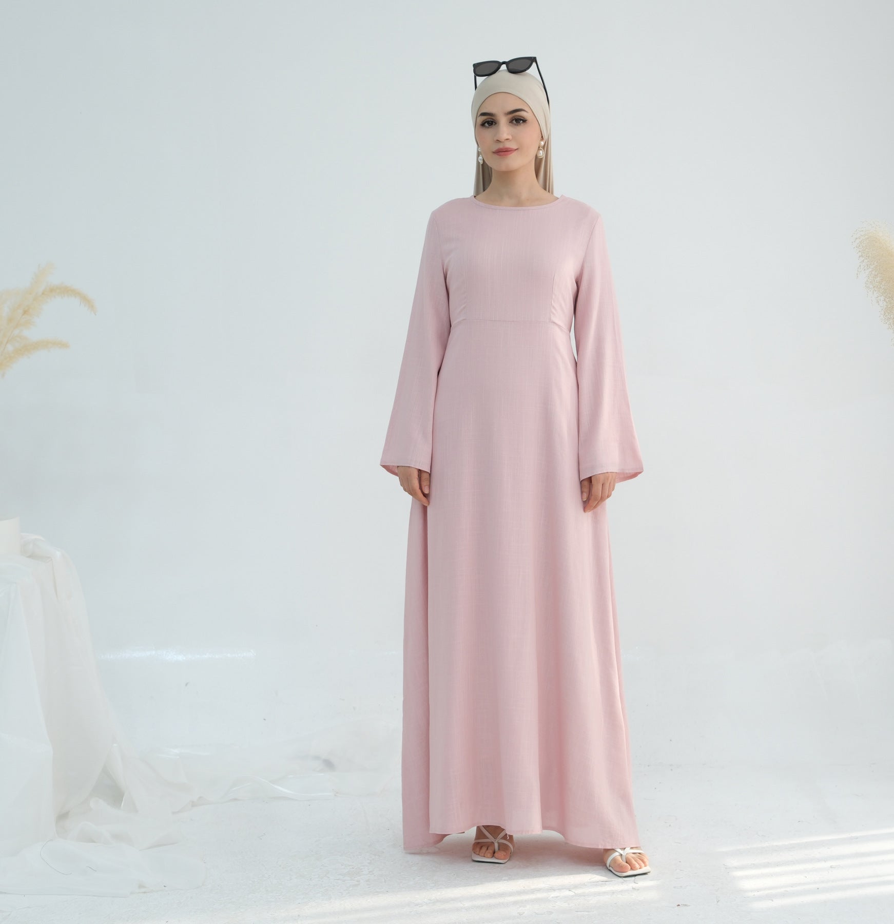 2025Loriya Dubai Turkey Solid Color Cotton Linen Waist Robe