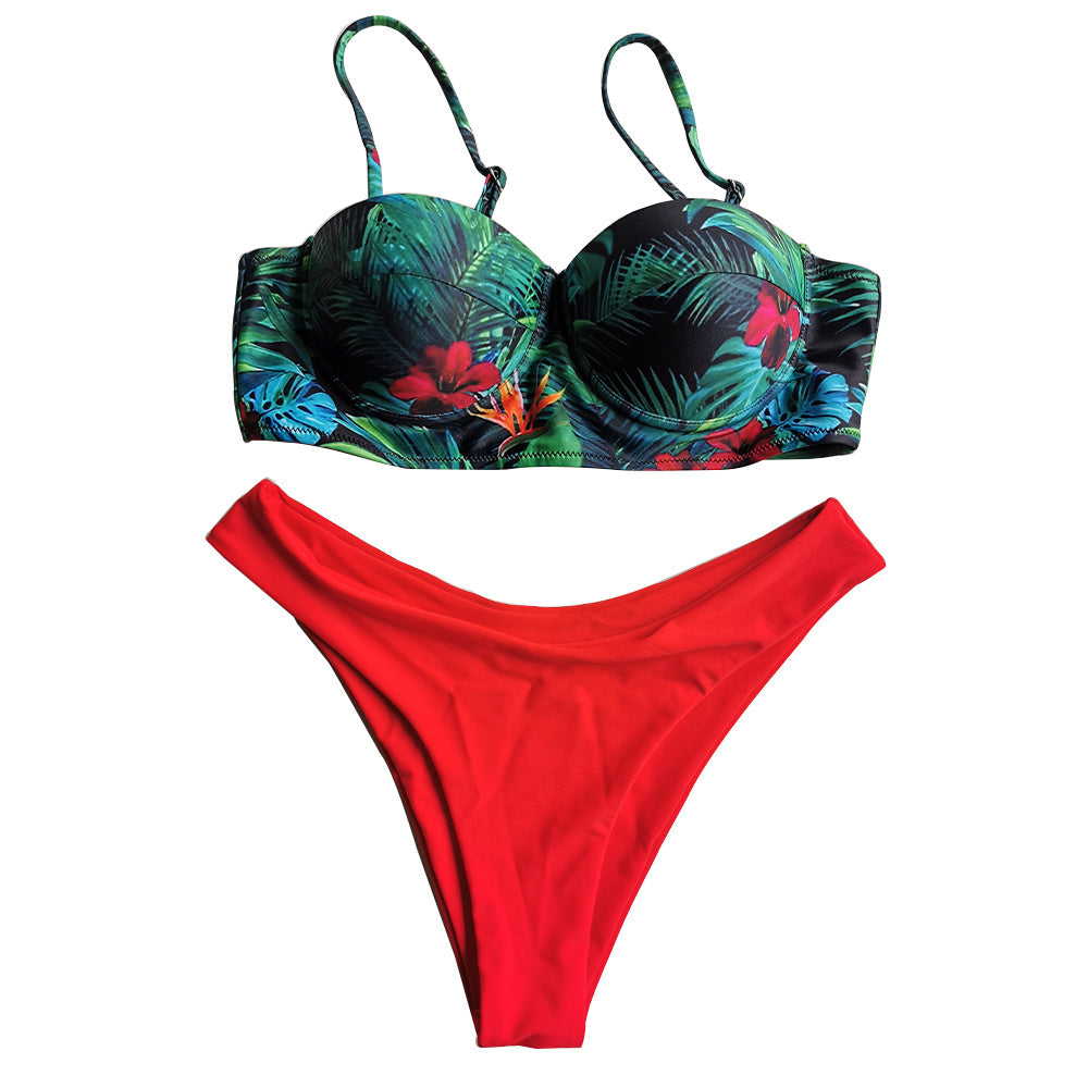 Split Bikini Sexy Steel Bracket Three-point Hot Spring Bathing Suit