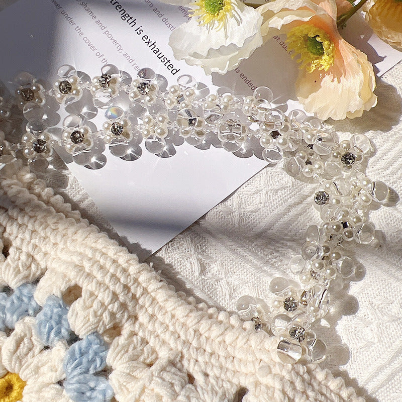 Hand Woven Handbag Hook Floral Plush Bag