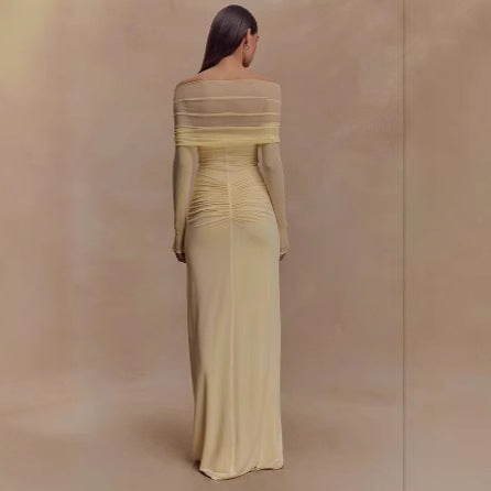 Fashion Mesh Pleated Hollow Out Stitching