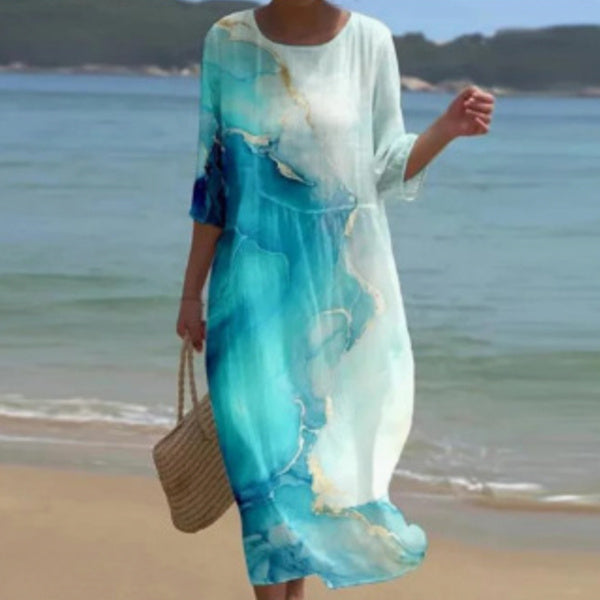 Women's Floral Art Printed Leisure Vacation Dress