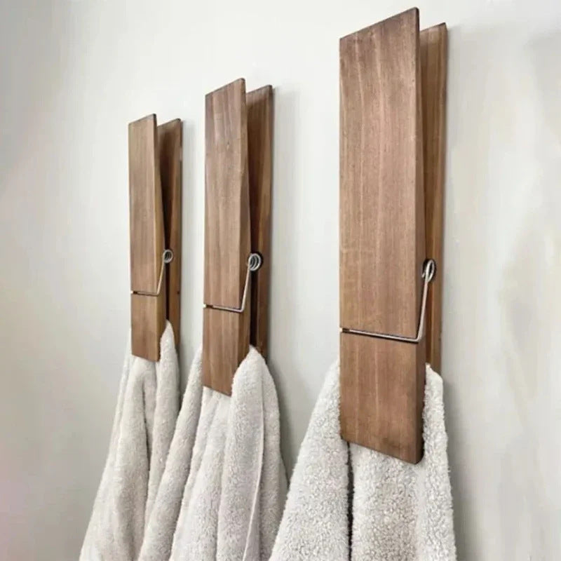 Simple Household Bathroom Wooden Towel Clip